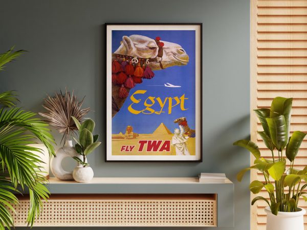 Vintage TWA Egypt Travel Poster - 1960s TWA Airlines, Retro Wall Art, Mid-Century Decor, Egyptian Adventure, Travel Gift