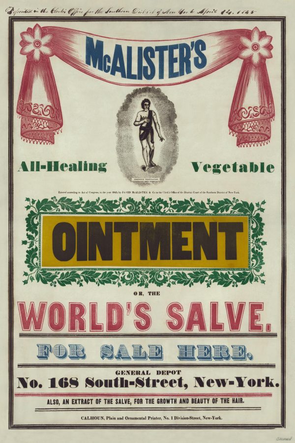 Ointment Advertisement Poster - 1845 McAlister All-Healing Salve, Antique Medical Decor, Retro Apothecary Wall Art, Old Remedies Ad