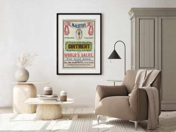 Ointment Advertisement Poster - 1845 McAlister All-Healing Salve, Antique Medical Decor, Retro Apothecary Wall Art, Old Remedies Ad