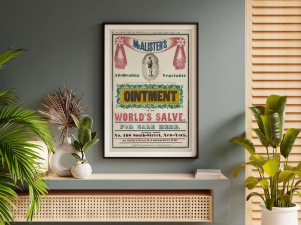 Ointment Advertisement Poster - 1845 McAlister All-Healing Salve, Antique Medical Decor, Retro Apothecary Wall Art, Old Remedies Ad