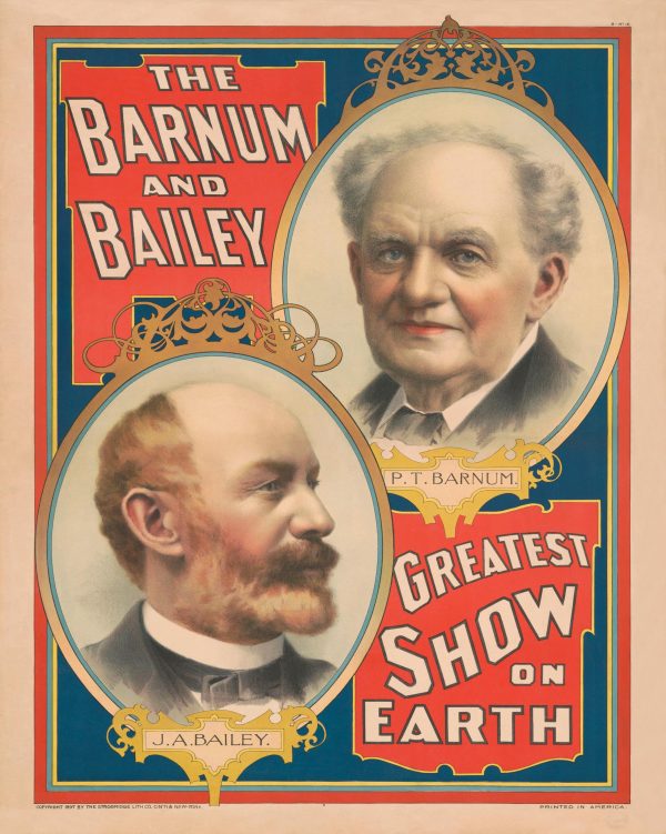 1897 Barnum & Bailey Circus Poster - Greatest Show on Earth, Retro Circus Decor, Antique Entertainment Art, Circus Print