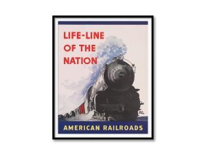 Vintage Railroad Poster – 1942 Life-Line of the Nation, Retro Train Art, WWII Railroads, Mid-Century Modern Decor, Train Enthusiast Gift