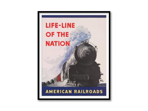 Vintage Railroad Poster - 1942 Life-Line of the Nation, Retro Train Art, WWII Railroads, Mid-Century Modern Decor, Train Enthusiast Gift