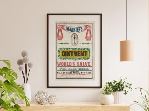 Ointment Advertisement Poster – 1845 McAlister All-Healing Salve, Antique Medical Decor, Retro Apothecary Wall Art, Old Remedies Ad