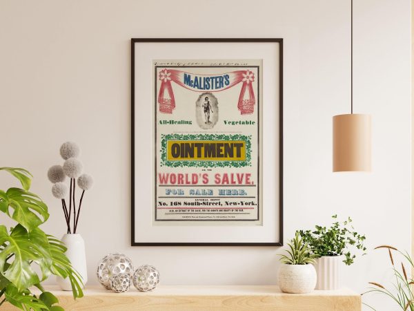 Ointment Advertisement Poster - 1845 McAlister All-Healing Salve, Antique Medical Decor, Retro Apothecary Wall Art, Old Remedies Ad