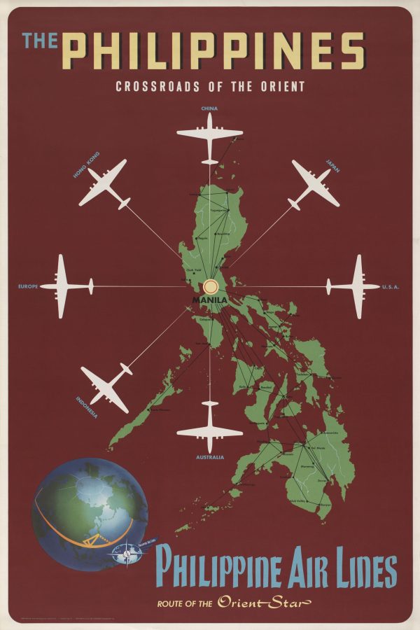 Philippines Travel Poster - 1950s Philippine Air Lines, Retro Airline Art, Mid-Century Modern Decor, Aviation History Gift