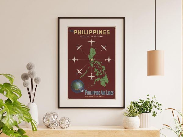 Philippines Travel Poster - 1950s Philippine Air Lines, Retro Airline Art, Mid-Century Modern Decor, Aviation History Gift