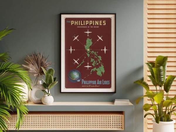 Philippines Travel Poster - 1950s Philippine Air Lines, Retro Airline Art, Mid-Century Modern Decor, Aviation History Gift