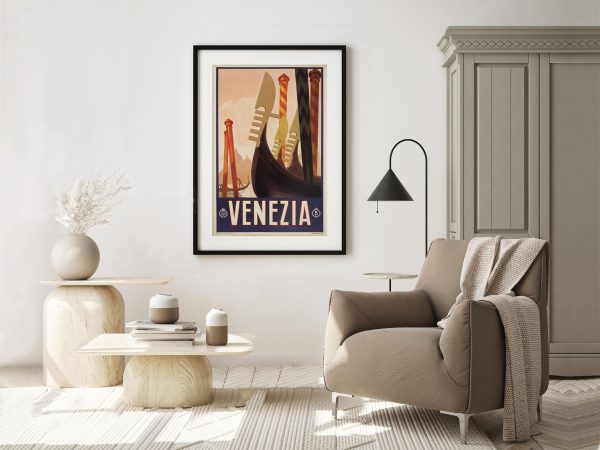 Venezia Travel Poster - Italian Tourism Art, Gondolas in Venice, 1930s ENIT Decor, Retro Italy Wall Art, Venice Poster, Vintage Venice