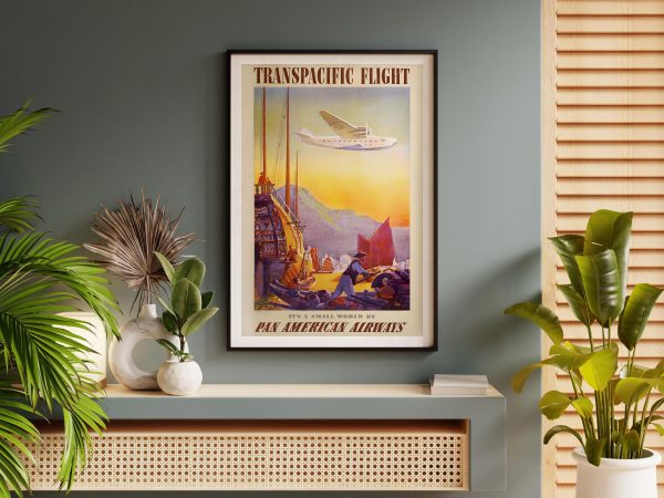 Transpacific Flight Poster - Pan American Airways, 1930s Clipper Travel Art, Retro Aviation Decor, Pacific Voyage Gift, Pilot Gift, Airlines