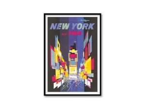 New York Travel Poster – TWA Airlines, 1960s Times Square Art, Retro City Decor, New York City Enthusiast Gift, Aviation Poster, TWA Poster