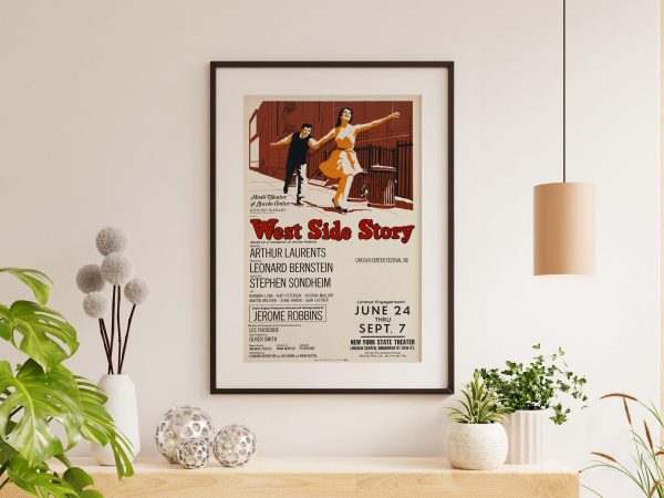 West Side Story Lincoln Center Poster - 1968 Musical Revival, Leonard Bernstein & Stephen Sondheim Art, Retro Theater Decor