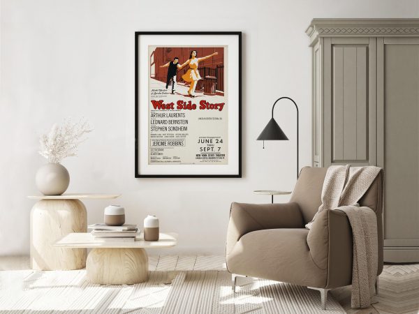 West Side Story Lincoln Center Poster - 1968 Musical Revival, Leonard Bernstein & Stephen Sondheim Art, Retro Theater Decor