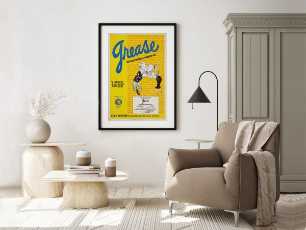 Grease Musical Poster 1972 - Original Broadway Show Art, Jim Jacobs & Warren Casey, Retro Theater Decor, Eden Theatre, Musical Memorabilia