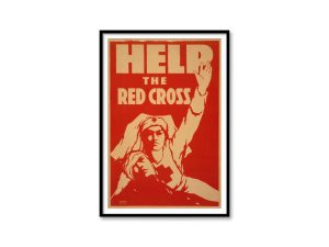 Help the Red Cross Poster – WWI Nurse Artwork, Vintage War Propaganda, Red Cross Support, World War I History, Medical Aid Wall Art