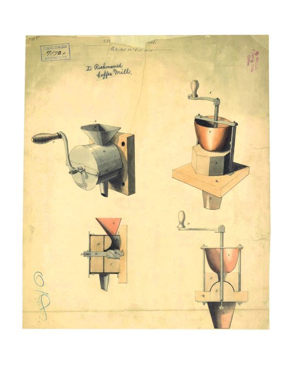 Coffee Mill Patent Print 1835 - Vintage Kitchen Art, Antique Coffee Grinder Decor, Coffee Lover Gift, Rustic Home Wall Art