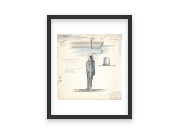 Diving Gear Patent Print 1837 - Antique Scuba Gear, Vintage Maritime Equipment, Early Diving Suit Art, Nautical Patent, Scuba Diver Gift