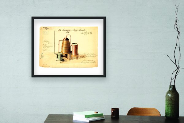 Distilling Still Patent Print 1838 - Vintage Distillation Equipment Art, Antique Still Decor, Distillery History Poster, Home Bar Wall Art