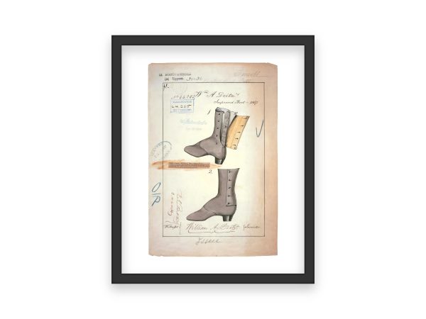 Improved Boot Patent Print 1867 - Vintage Shoe Decor, Antique Boot Art, Fashion History Poster, Rustic Home Wall Art, Fashion Patent