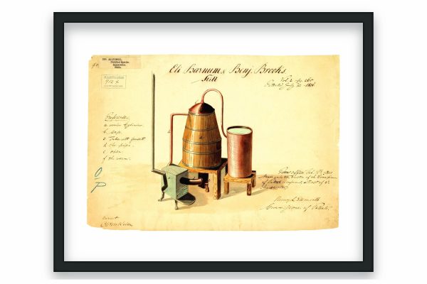 Distilling Still Patent Print 1838 - Vintage Distillation Equipment Art, Antique Still Decor, Distillery History Poster, Home Bar Wall Art