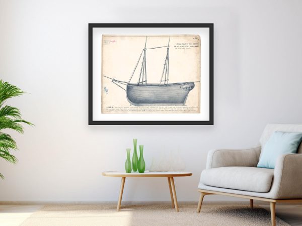 Iron Schooner Patent Print 1835 - Vintage Shipbuilding Design, Iron Hull and Mast Structure, Historical Naval Engineering, Nautical Gift