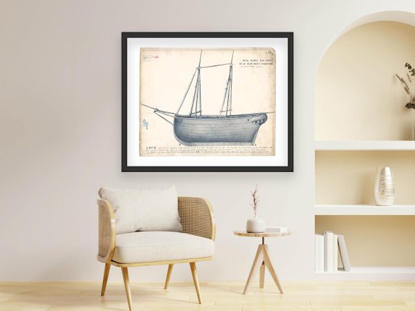 Iron Schooner Patent Print 1835 - Vintage Shipbuilding Design, Iron Hull and Mast Structure, Historical Naval Engineering, Nautical Gift