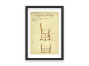 Rocking Chair Patent Print 1834 – Vintage Furniture Art, Antique Easy Chair Design, Historical Home Decor, Unique Gift for Collectors