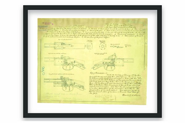 Revolver Patent Print 1838 - Vintage Firearm Decor, Antique Gun Art, Historical Weapon Poster, Man Cave Wall Art