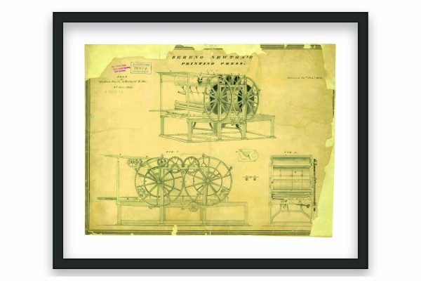 xxx Printing Press Patent Print 1833 - Vintage Printing Decor, Antique Machine Art, Historical Invention Poster, Study Wall Art