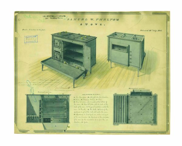 Stove Patent Print 1834 - Vintage Kitchen Decor, Antique Cooking Appliance Art, Historical Home Poster, Study Wall Art