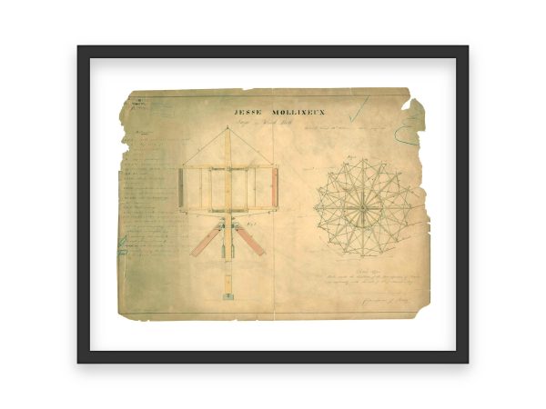 Windmill Patent Print 1838 - Vintage Engineering Art, Renewable Energy Decor, Historical Windmill Poster, Antique Wall Art