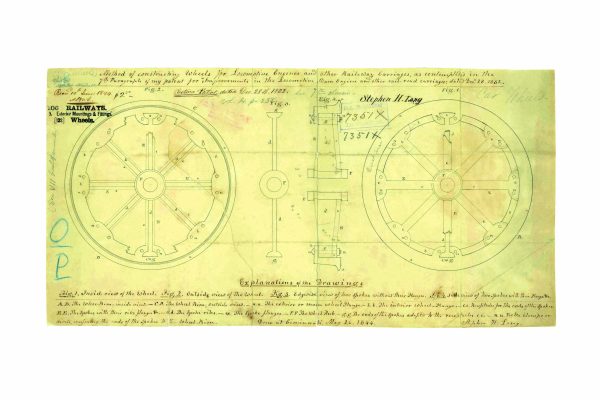 Railway Wheel Patent Print 1844 - Vintage Train Decor, Locomotive Engineering Art, Industrial Wall Art, Office Decor