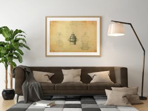 Delaware Bay Lighthouse Blueprint – Lighthouse Drawing, Nautical Poster, Beach House Décor, Delaware Lighthouse Poster Print, Maritime Print