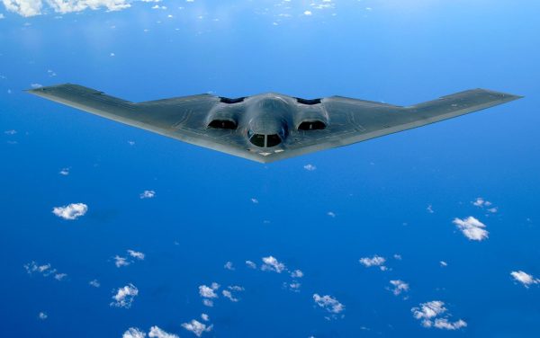 B-2 Spirit Stealth Bomber – Iconic Stealth Aircraft Over Ocean Sky, Modern Military Aviation, Air Force Wall Art, Aviation Enthusiast Gift