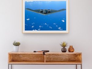 B-2 Spirit Stealth Bomber – Iconic Stealth Aircraft Over Ocean Sky, Modern Military Aviation, Air Force Wall Art, Aviation Enthusiast Gift