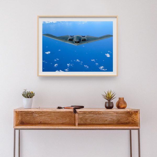 B-2 Spirit Stealth Bomber – Iconic Stealth Aircraft Over Ocean Sky, Modern Military Aviation, Air Force Wall Art, Aviation Enthusiast Gift