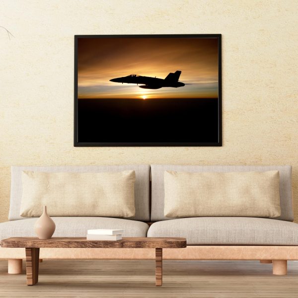 F/A-18C Hornet Silhouette at Sunset – Navy Fighter Jet Poster, Aviation Art, Military Aircraft Decor, Sunset Silhouette, Fighter Pilot Gift