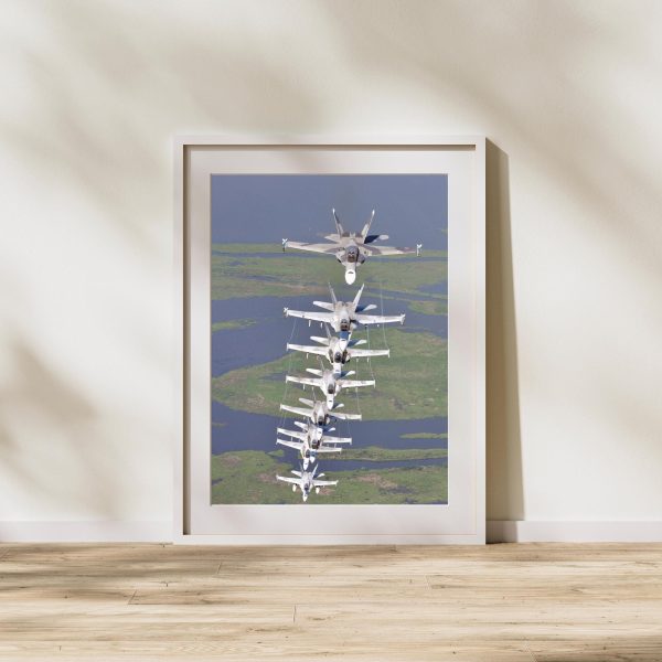 U.S. Navy F/A-18 Hornets in Column Formation - Military Aviation Art, Fighter Jets, Aviation Wall Decor, Perfect Gift for Veterans & Pilots