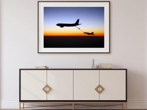 F/A-18 Hornet Refueling at Sunset – Military Aircraft Poster, Aviation Art, Refueling at Dusk, Jet and Tanker Silhouette, Pilot Gift