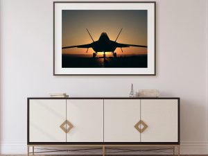 F-22 Raptor Silhouette at Sunset – Stealth Fighter Jet Poster, Aviation Art, Military Aircraft Decor, Air Force Fighter Sunset Silhouette