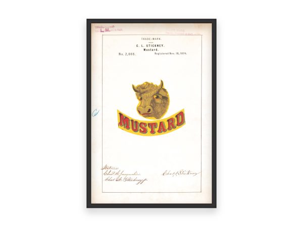 C.L. Stickney Mustard Trademark 1874 - Vintage Mustard Label Art, Retro Packaging Design, Antique Culinary Wall Decor, Kitchen Art