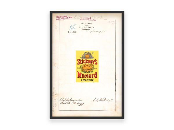 Stickney’s Mustard Trademark 1874 Print - Vintage Food Label Art, Retro Packaging Design, Antique Mustard Decor, Culinary Wall Art