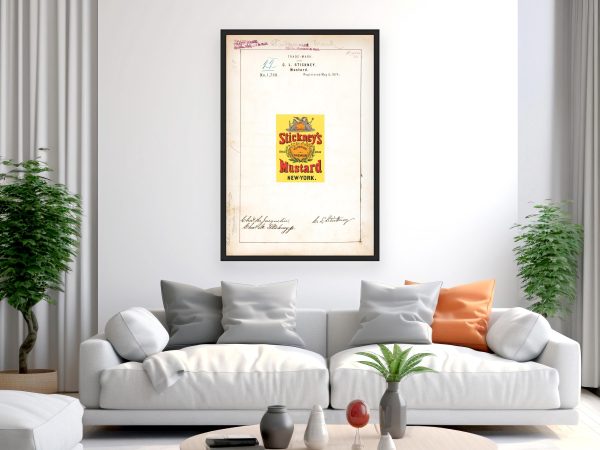 Stickney’s Mustard Trademark 1874 Print - Vintage Food Label Art, Retro Packaging Design, Antique Mustard Decor, Culinary Wall Art