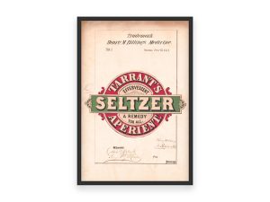 Tarrant’s Seltzer Aperient Trademark 1871 Print - Vintage Medicine Label Art, Retro Medical Advertising, Antique Health Remedy Poster