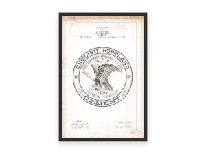 English Portland Cement Trademark 1876 Print - Vintage Eagle Logo Art, Antique Industrial Label Poster, 19th Century Construction Decor