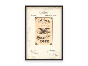 Waltham Mills Commercial Note Paper Trademark 1886 Print - Vintage Writing Paper Label, Antique Stationery Art, Retro Office Decor