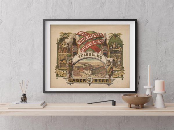 Julius Winkelmeyer Brewing Association Print – Vintage Beer Poster, Lager Beer Advertising, St. Louis Brewery Art, Antique Brewery Decor