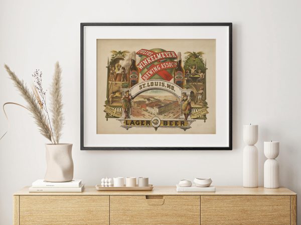 Julius Winkelmeyer Brewing Association Print – Vintage Beer Poster, Lager Beer Advertising, St. Louis Brewery Art, Antique Brewery Decor