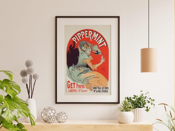 Vintage Peppermint Liqueur Print – Vintage French Liquor Poster, Peppermint Liqueur Advertisement, Art Nouveau Bar Decor, French Cafe Poster