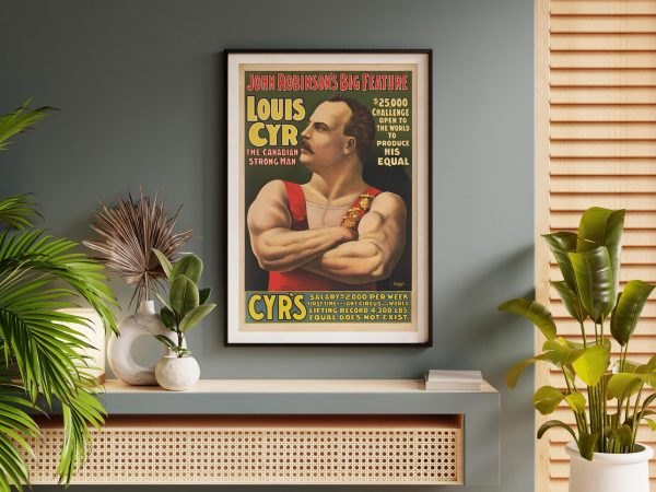 Louis Cyr Circus Poster – Canadian Strongman Art, Vintage Circus Poster, John Robinson’s Big Feature, Strongman Decor, Strength Act Poster